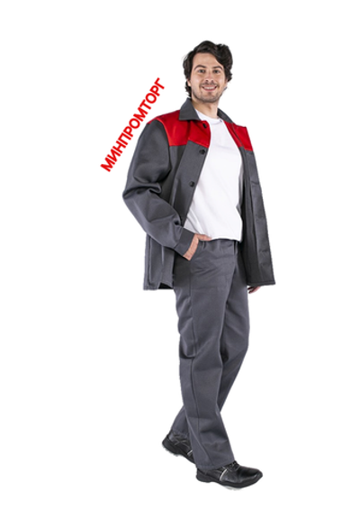 Костюм Стандарт (тк.Смесовая,210) брюки, т.серый/красный