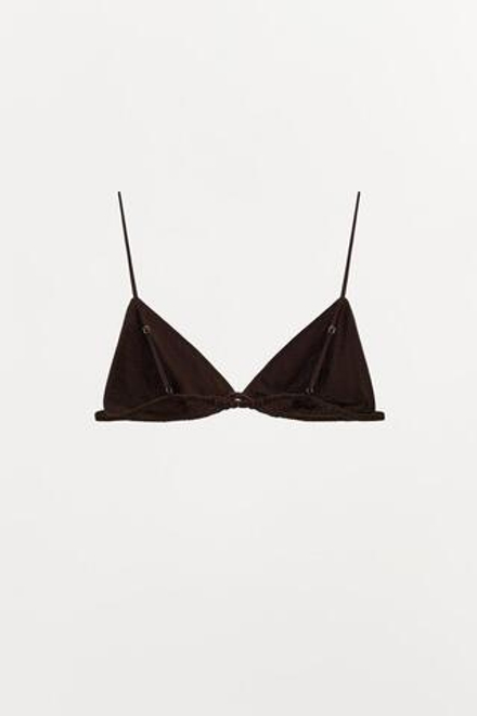 ZARA ТРЕУГОЛЬНЫЙ ШЕЛКОВЫЙ БРАЛЕТТ, КОРИЧНЕВЫЙ