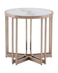 Журнальный столик Алиада 55х55 см светлая керамика сталь шампань