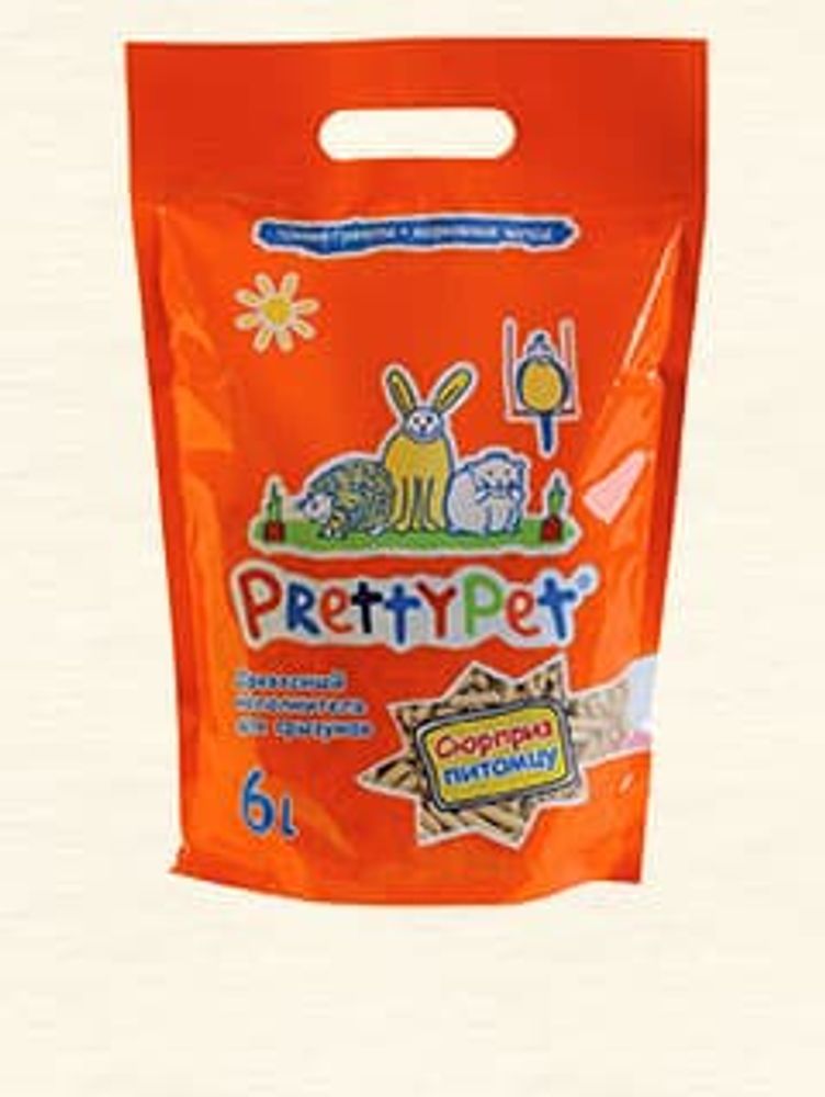 PrettyPet наполнитель древесный с морковными чипсами для грызунов и птиц 6 л