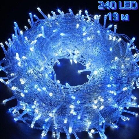 Светодиодная гирлянда-нить, 240 LED, 19 м, синий