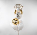 Шар (36''/91 см) Фигура, Кольцо с бриллиантом, Белый/Золото, 1 шт.