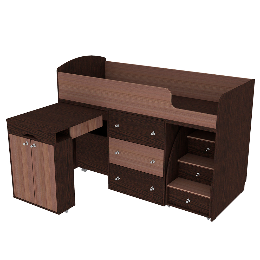 Кровать-чердак КарИВи Малыш Венге Бодего Темный