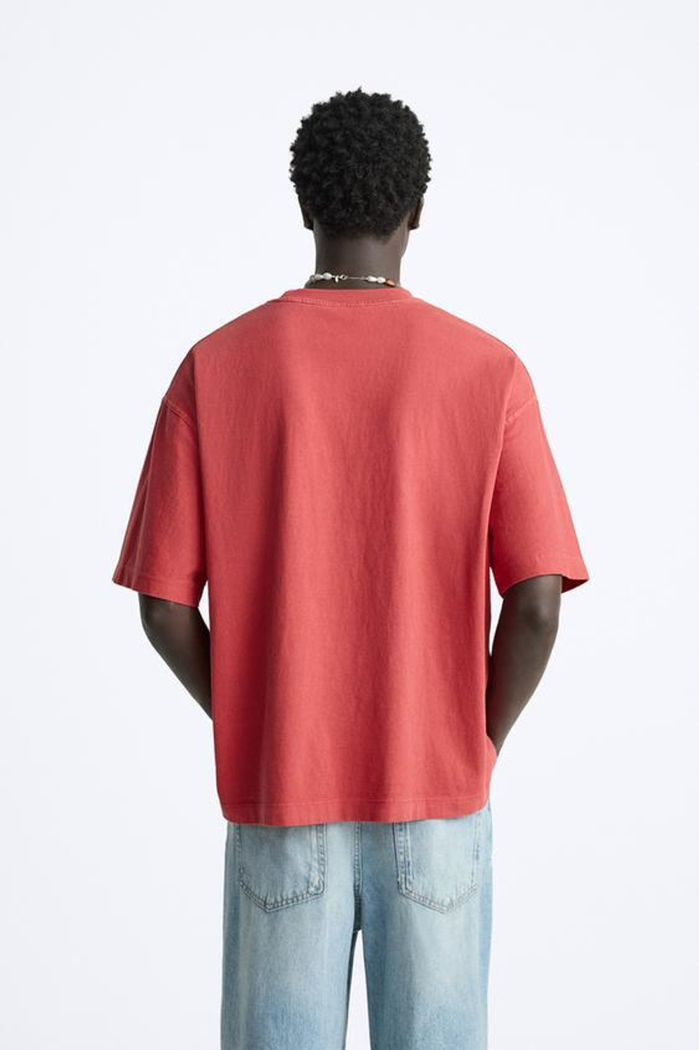 ZARA ФУТБОЛКА ГЕОМЕТРИЧЕСКОГО КРОЯ, КОРАЛЛОВЫЙ