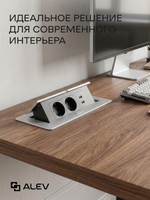 Горизонтальная двойная розетка + 2 USB, серебристая
