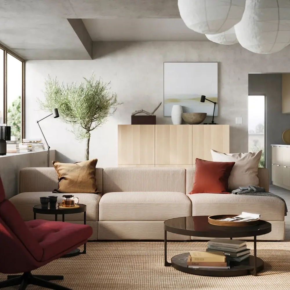 4-местный диван - IKEA JÄTTEBO/JATTEBO/ЯТТЕБО ИКЕА, 71х95х285 см, бежевый