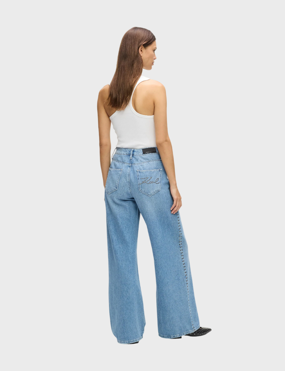 Джинсы KARL LAGERFELD Stud Detail Denim Pants