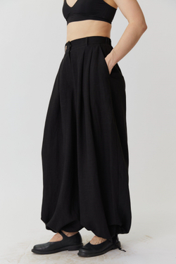 Длинные кюлоты из черного льна