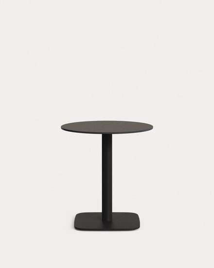 Dina Садовый круглый стол черный на черном металлическом основании Ø 68x70