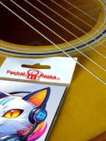 Стикер - Кошка в наушниках