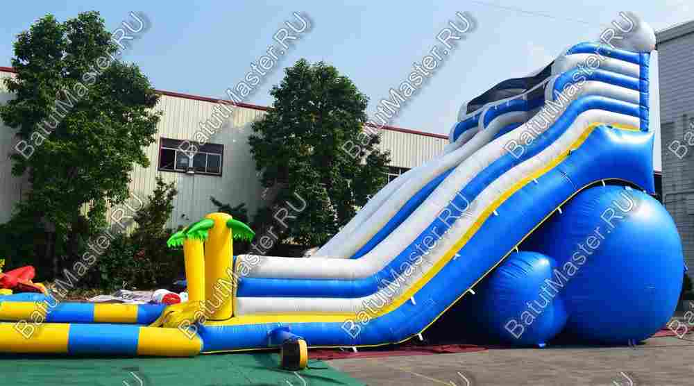 Надувная водная горка с бассейном «Пляжный оазис», 16*7*7 м