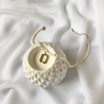 Колье из речного жемчуга с золотым прямоугольником