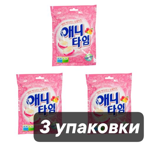 Леденцы Lotte Anytime Слива и персик без сахара 60 г, 3 шт