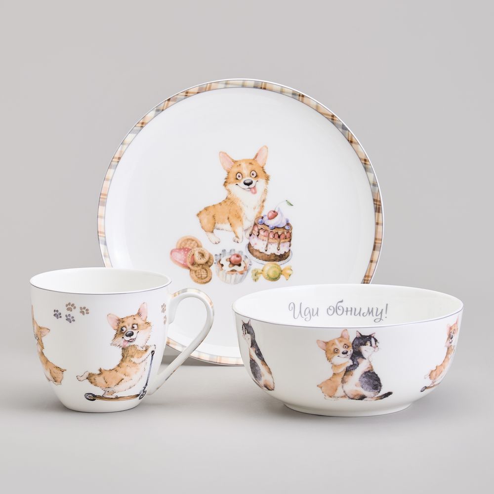 НАБОР ПОСУДЫ ОБЕДЕННЫЙ LEFARD "ЛУЧШИЕ ДРУЗЬЯ" 3 ПР. (КОР=12НАБ.)