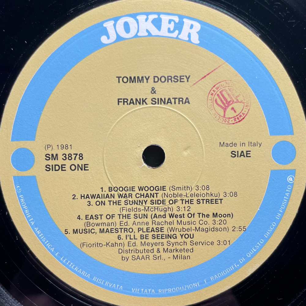 Tommy Dorsey, Frank Sinatra ‎– Tommy Dorsey - Frank Sinatra (Италия 1981г.)
