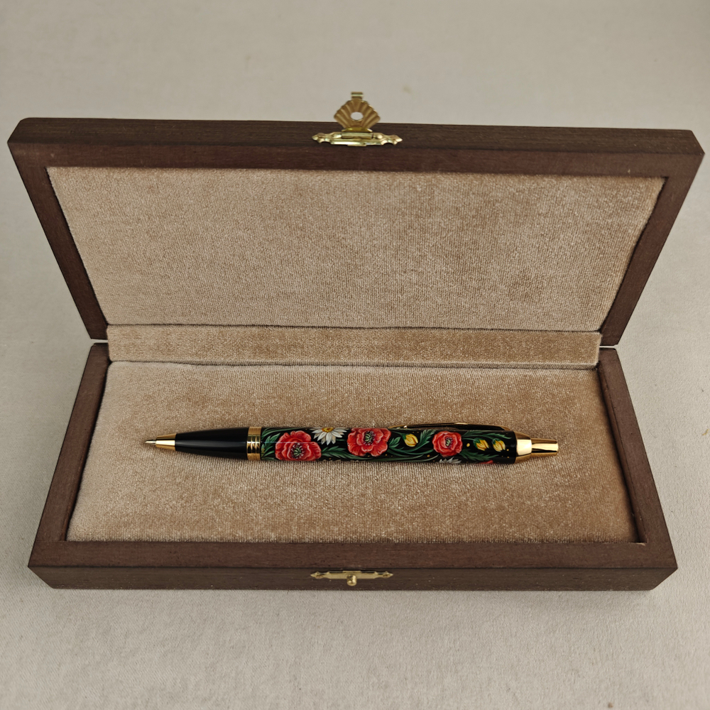Ручка шариковая "Ромашки и маки" с ручной росписью