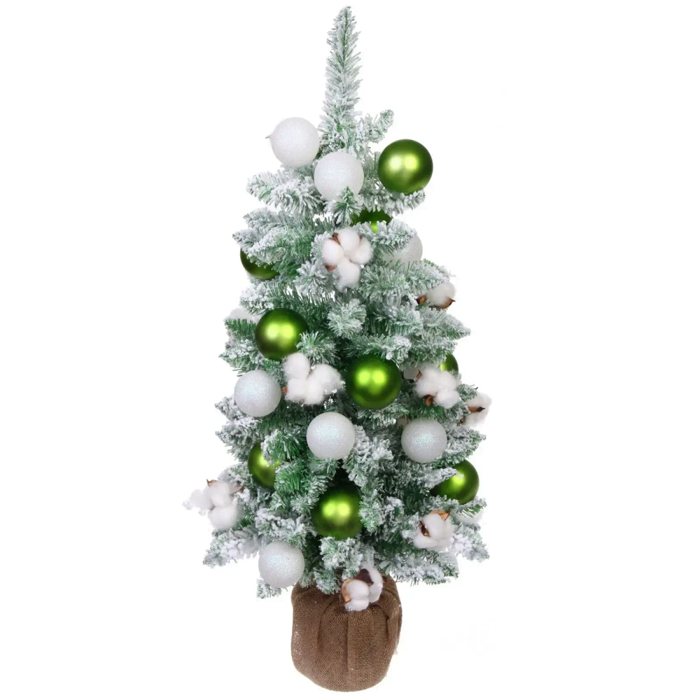 Елка декоративная «Нежность» 90 см, ПВХ с белым напылением (136 веток), Салатовый