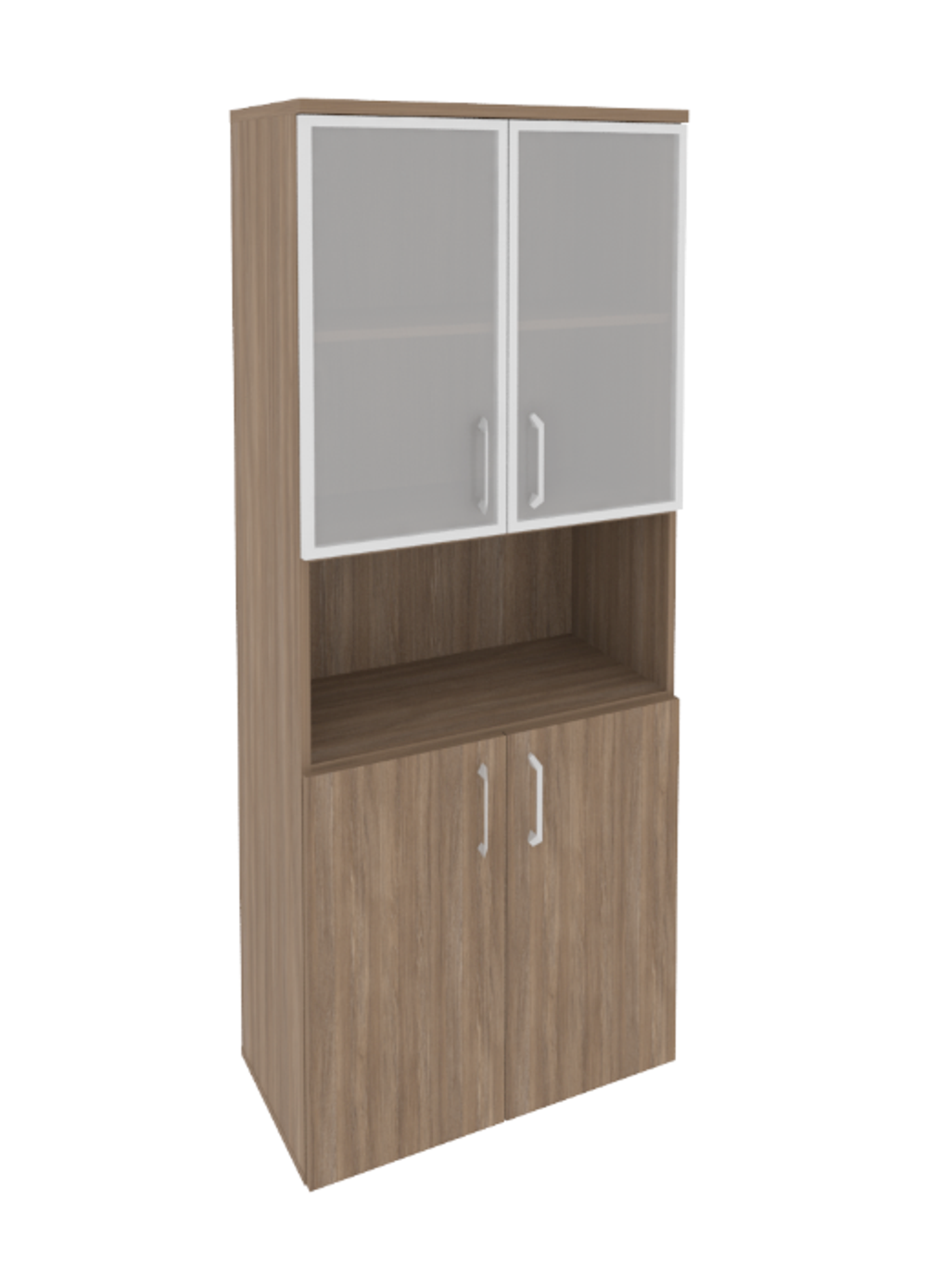 Шкаф высокий широкий с 2 комплектами дверей и стеклом в раме Onix