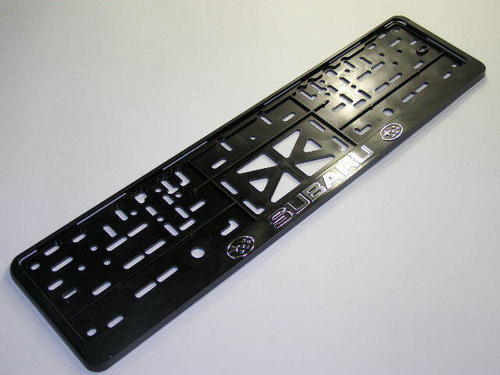 Рамка под номер с защелкой серебро  SUBARU  рельеф (Новосибирск)