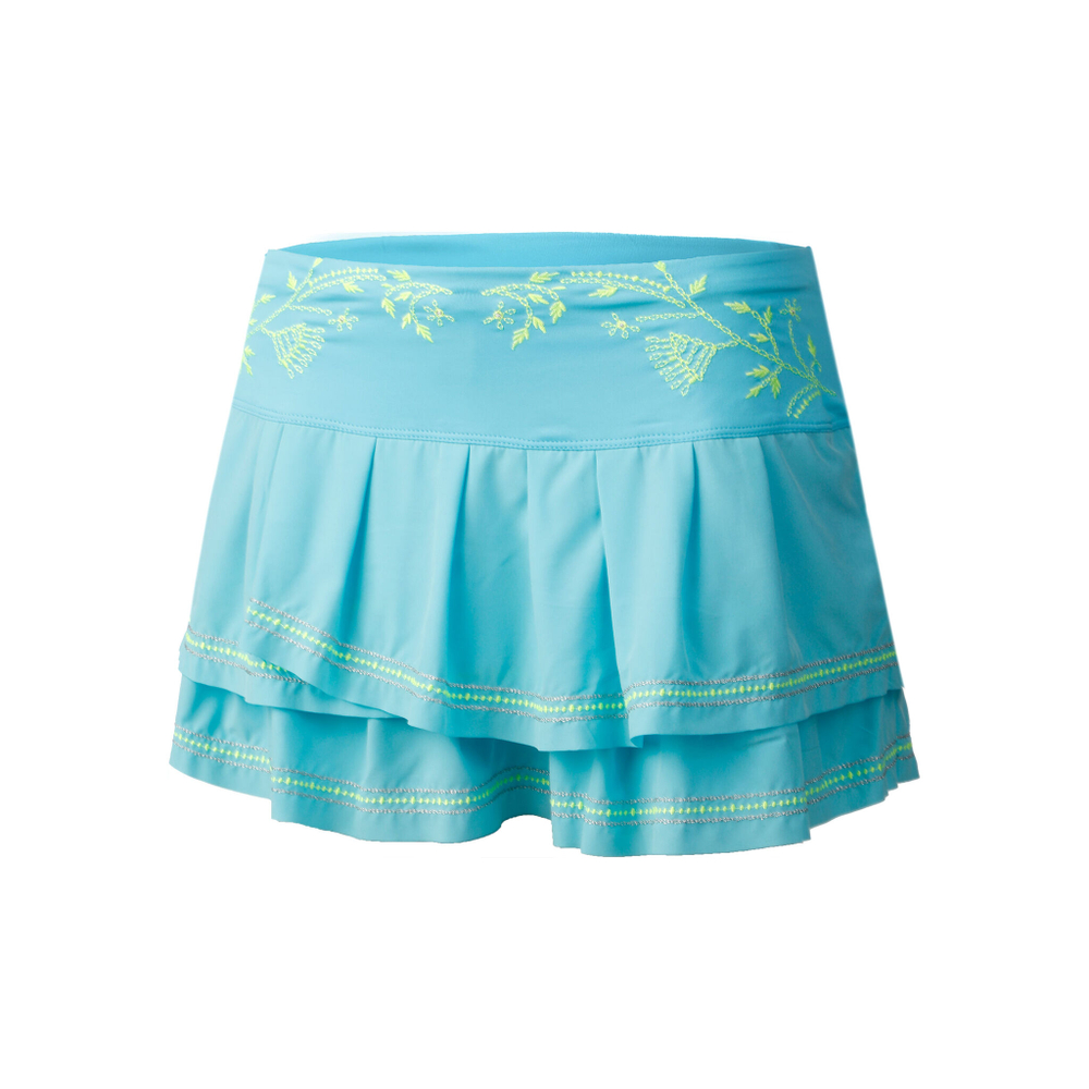 Женская теннисная юбка Lucky in Love Floral Stitch Pleat Tier Skirt Women - Blue, White