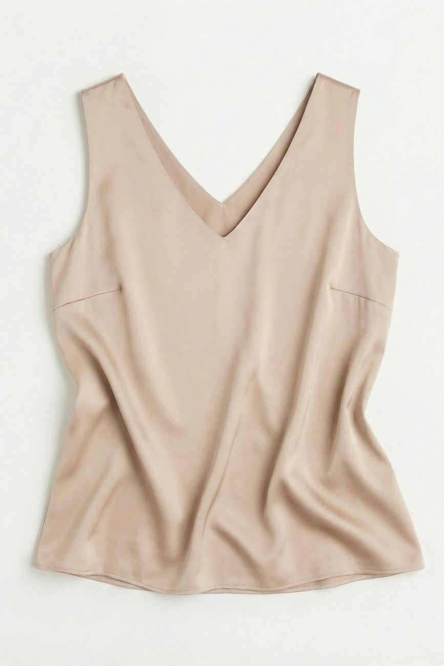 Топ двухслойный на широких бретелях, телесный