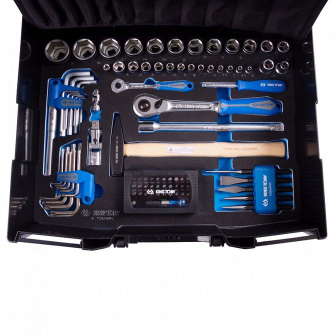 KING TONY (9052-002MRV) Набор инструментов универсальный, пластиковый ящик, 112 предметов