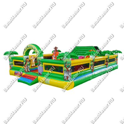 Коммерческий надувной батут "Джунгли малый со скалодромом" 10*7*2,8 м