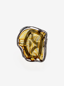 Уникальный комплект из серебра с цельным Калининградским янтарем, серебро 925 пробы