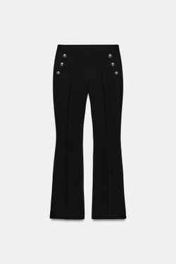 ZARA БРЮКИ FLARE НА ПУГОВИЦАХ, ЧЕРНЫЙ