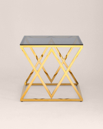 Журнальный стол 55*55 ИНСИГНИЯ золото стекло smoke