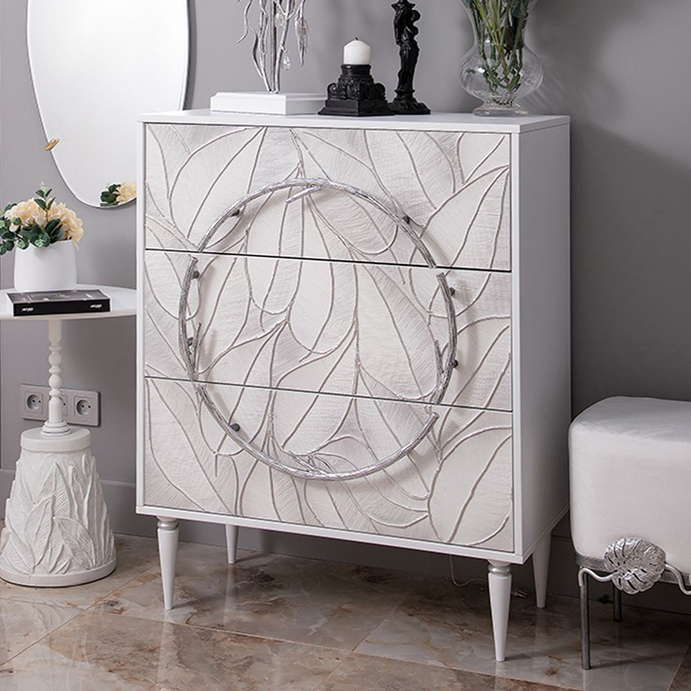 Комод Арт Классик с 3 ящиками Айс Античное серебро