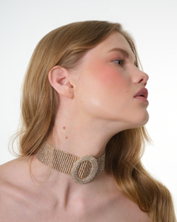 Колье люкс, широкий чокер, золото