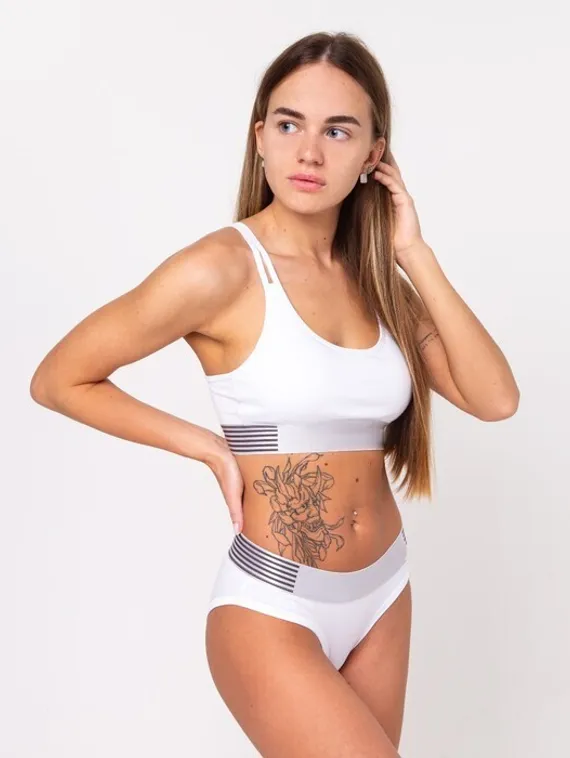 Комплект женский (топ с тонкими лямками, трусы), цвет белый МИКС, размер 42-44