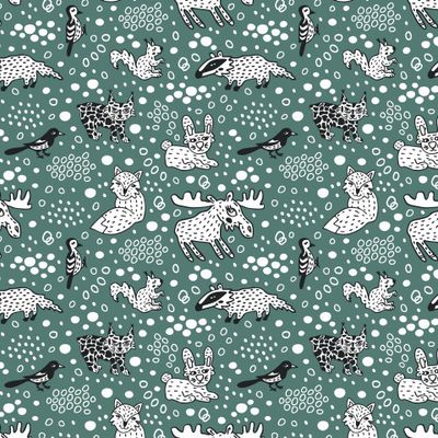 Buy baby fabric Forest animals emerald