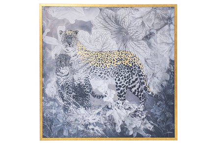 Холст "Африка леопард" в золотом багете