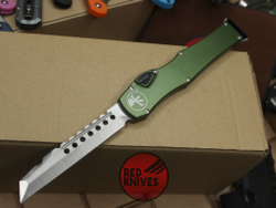 Нож Microtech Halo 6 W/E - зеленая рукоять , клинок сатин