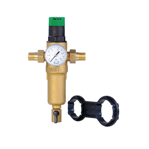 Фильтр с регулятором давления и манометром 1/2" для гор.воды VIER JH157