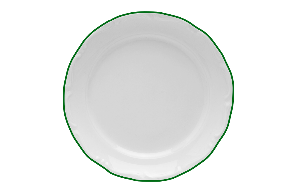 Тарелка мелкая 18 см, кант зелёный