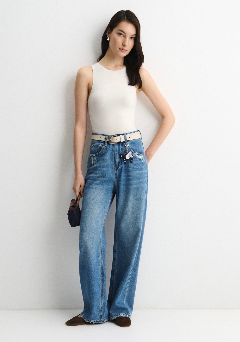 Джинсы М7 с брелоком синий