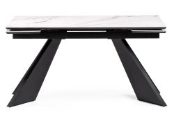 Керамический стол Ливи 140х80х78 белый мрамор / черный