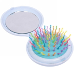 Расческа массажная складная с зеркалом, круглая «Monaco - Cat Mat», микс 4 цвета, 7 см (коробка PVC)