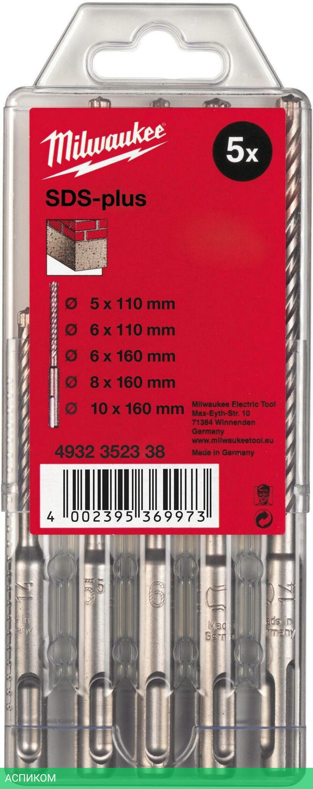 Набор буров Milwaukee M2 SDS+ 5шт (4932352338)