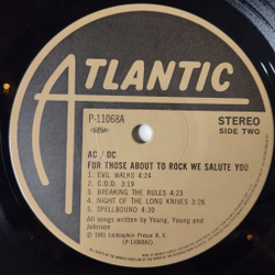 Винтажная виниловая пластинка LP AC DC For Those About To Rock (We Salute You) (Japan 1981) (No Obi) Snowballed