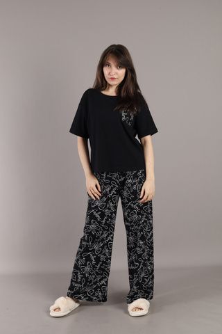 CWXW 50051-22K Пижама женская (футболка, брюки),черный