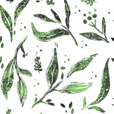 Сочная листва на белом