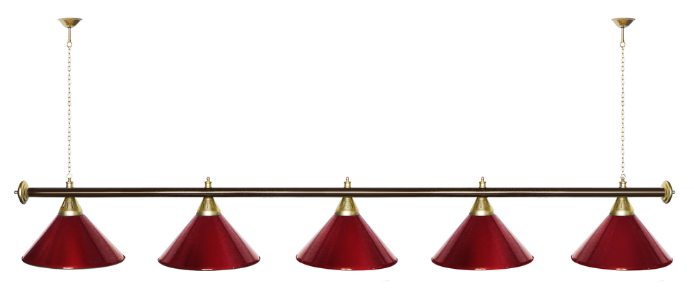 Лампа STARTBILLIARDS 5 пл. (плафоны зеленые,штанга золотая,фурнитура золото)