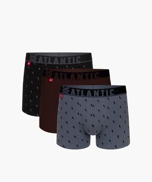 Трусы мужские боксеры (3шт), Atlantic 3MH-174,  черные + шоколадные + серые