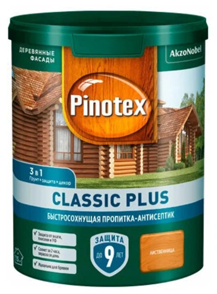 Защитная пропитка Pinotex Classic Plus 3в1 лиственница (0,9л)