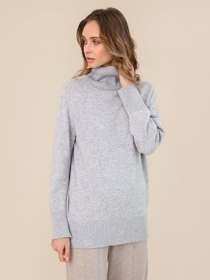 Женский свитер светло-серого цвета из шерсти и кашемира - фото 2