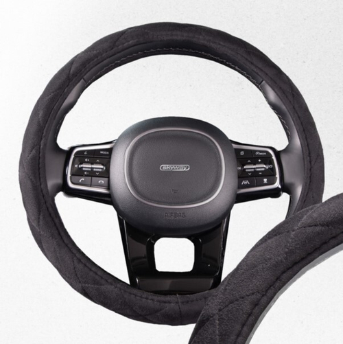 Оплетка руля M 37-38 см замша черная Hit-1 (SKYWAY)